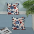 thumbnail image 4 of 4th of July Pillow Covers 20x20 Set of 2 Blue Red Flower Throw Pillows Patriotic Independence Memorial Day Decorative Pillowcase Linen Outdoor Farmhouse Floral Cushion Case for Couch Decor, 4 of 6