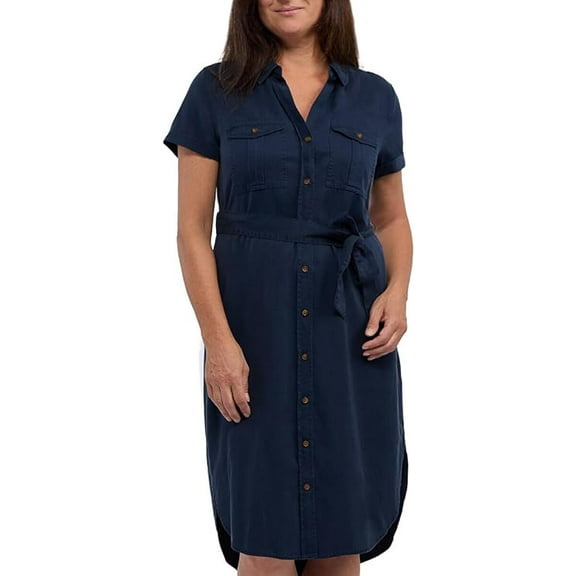 Teddi Rose 100% Tencel Button Down Dress Navy XXL
