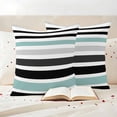 thumbnail image 3 of Turquoise Black Stripe Outdoor Waterproof Pillow Covers, Modern Abstract Coarse Striped Decorative Square Throw Pillowcase Sofa Cushion Sham for Patio/Couch/Chair, 16"x16" 2 Pack, 3 of 8