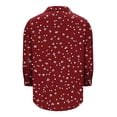 thumbnail image 4 of Camisas de cuello de la tripulación de manga corta para las mujeres impresas de la blusa de la apariencia del lino con el cuello girado hacia abajo botón mangas de manguito Top de verano casual, 4 of 6