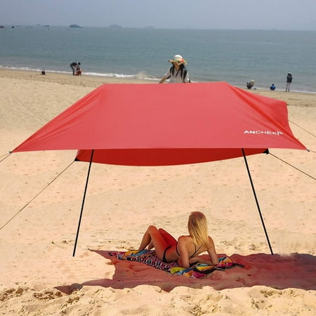 ANCHEER Portable All-Weather Sun Umbrella Lightweight Sun Shelter Standable 9.8 Foot Canopy 2 Colors LEANO
