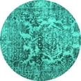 thumbnail image 1 of Ahgly Company Machine Washable Indoor Round Abstract Turquoise Blue Contemporary Area Rugs, 8' Round, 1 of 4