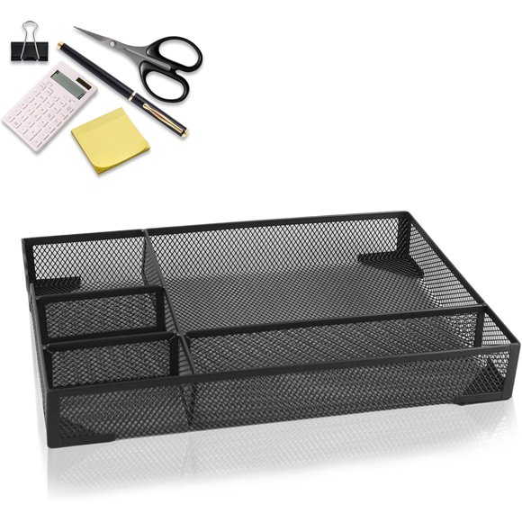 Organizador Escritorio Cajon Gaveta Metalico Mesh 5 Espacios
