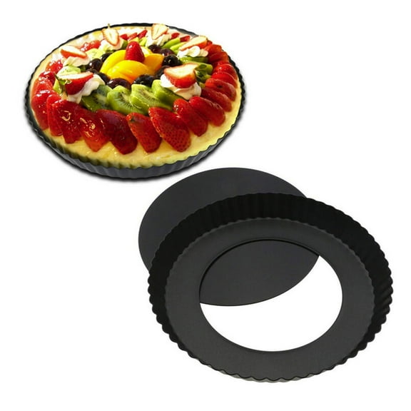 Dianli Sturdy Carbon Steel Quiche Pan with Fluted Edges Non Stick Removable Bottom Pie Tart Baking Tray Even Heating Easy Release Dishwasher Safe for Oven 8.8 Inch