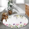 thumbnail image 3 of Pink Tulips Round Area Rug 3Ft Washable Small Circle Rugs for Kitchen Entryway, Spring Floral Green Eucalyptus Leaves Non-Slip Carpet Floor Mats Indoor Outdoor Carpet Runner Aesthetic Home Decor, 3 of 8