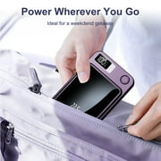 Power Bank,5000mAh 22.5W Fast Charging Magnetic Wireless Portable Charger with LED Power Display Compatible with iPhone 8 and Above Series,2in1,Purple