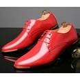 thumbnail image 5 of Santimon Mens Dress Shoes Leather Lace Up Pointed Toe Oxford Shoes Casual Formal Business Shoes Red 12.5 US, 5 of 8