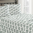 thumbnail image 3 of Truly Soft Festive Cottage Toile Cotton Flannel 4-Piece Full Sheet Set in White and Green, Cotton , Adult, All Season, OEKO-TEX Certified, 3 of 5