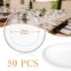 thumbnail image 3 of Paquete de 50 platos de carga transparentes a granel de plástico de 13 pulgadas con abalorio redondas, platos de servicio decorativos de grano esmerilado acrílico para bodas, fiestas, 3 of 14