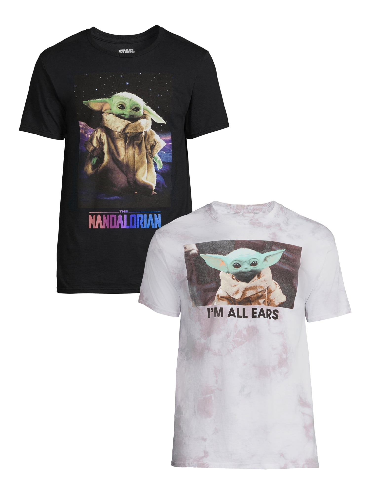 Star Wars Men's Grogu All Ears and Mandalorian Graphic Tees, 2-Pack