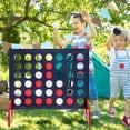 thumbnail image 2 of Costway 4-in-a-row Game Set with 42 PCS Chips & 600D Oxford Fabric Carrying Bag Wooden Blue, 2 of 10