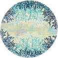 thumbnail image 1 of Unique Loom Tapis de Corail Abstrait Ariel Rond 4' x 4' Sarcelle/ivoire, 1 of 2