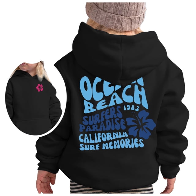 PMVFHDE Liquidation Chandails en Molleton à Col Rond pour Enfants, Chandail à Capuchon à Manches Longues pour Filles, Sweat à Capuche Graphique, Pulls Mignons pour Enfants, Vêtements pour Filles, Noir, 4-5 Ans