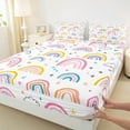 thumbnail image 3 of Manfei Colorful Rainbow Twin Sheet Sets,Fairy Tale Theme Twin Fitted Sheet,Cute Stars Hreart Print Flat Sheet For Girls,Luxury Bedroom Decor,3pcs, 3 of 7