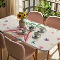 thumbnail image 3 of Easter Rabbits Table Cloths for 3 Foot Rectangle Tables, Spring Floral Eggs Butterflies Bunny Leaf Beige Patio Waterproof Elastic Fitted Tablecloths, Washable Rectangular Table Cover for Camping, 3 of 8