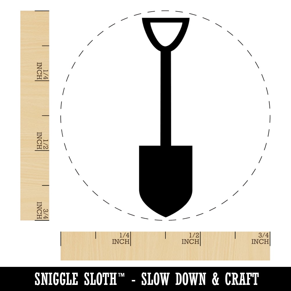 Shovel Silhouette Tools Self-Inking Rubber Stamp Ink Stamper - Brown Ink - Small 3/4 Inch