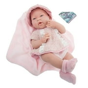Jc Toys La Newborn 15 inch All-Vinyl La Newborn Doll In Pink Multi-Piece Outfit With Blanket. Real Girl!