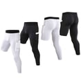 thumbnail image 3 of Pantalones de hombre Pantalones ajustados de una pierna para hombre mallas 3/4 capa base atlética ropa interior de baloncesto para hombre, 3 of 7