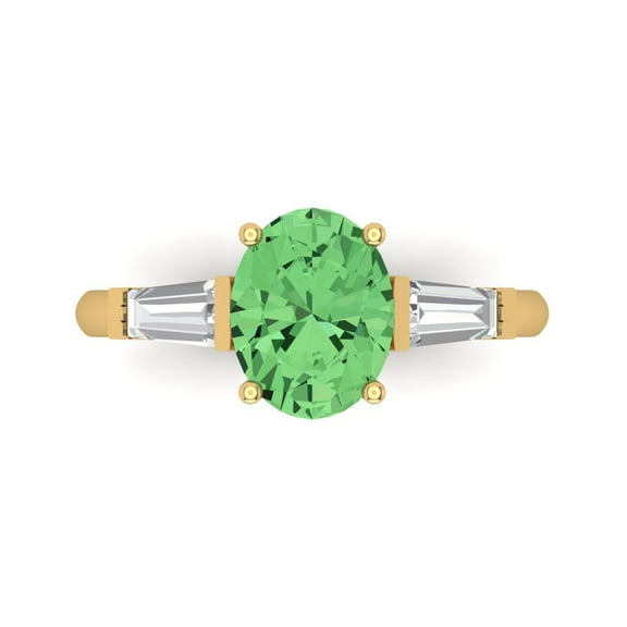 Clara Pucci 14K Yellow Gold 2.5ct Green Three-Stone Ring for Women