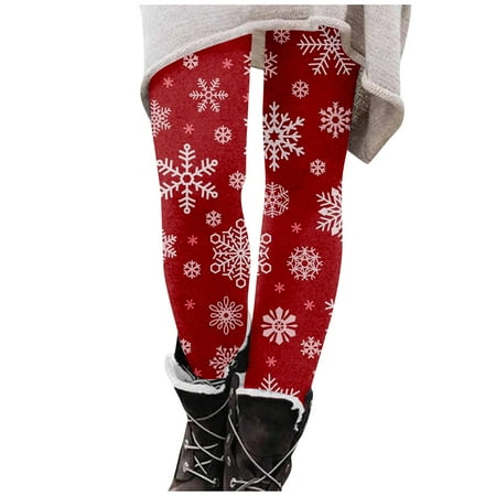 Dndkilg Christmas Leggings for Women Graphic Tummy Control High Waisted Holiday Womens Panties Funny Workout Clothing Tight Active Leggings Red 3XL
