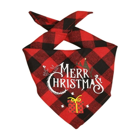 SLYNSHome Dog Bandana Christmas Classic Plaid Pet Scarf Triangle Bibs Kerchief Merry Christmas Bandana for Small Dogs Cats