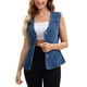 thumbnail image 1 of Chaleco de mezclilla sin mangas para mujer INSPIRE CHIC, con cuello en V, parches, botones y bolsillos, talla 2XL, azul oscuro, 1 of 6