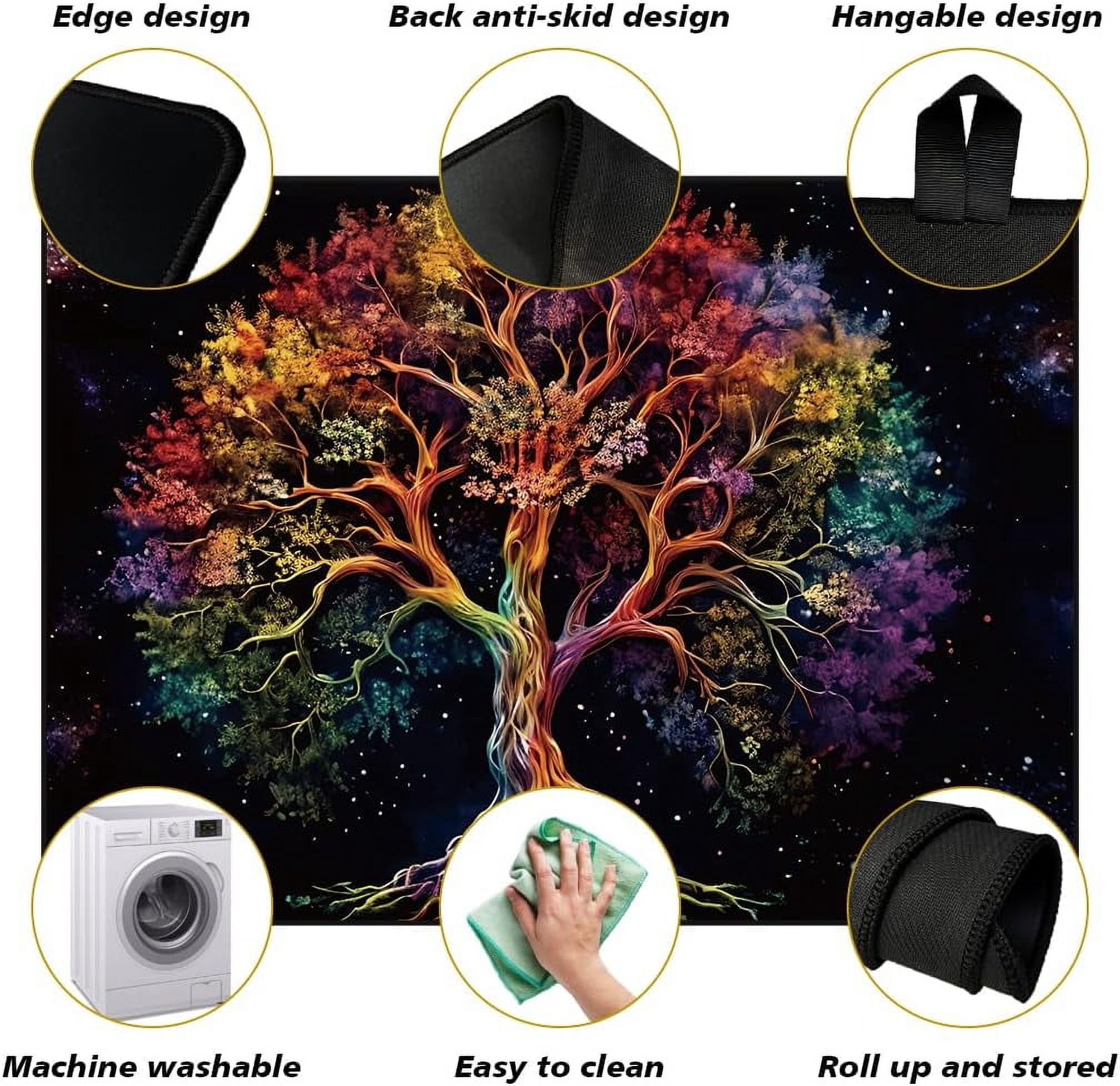 Stove Cover Electric Stove Cover Rubber Glass Stove Top Protector Stove Cover Protector Counter Mat for Electric Stove and Ceramic Granite Tabletop (28.3x20.5 Inch Colorful Tree)
