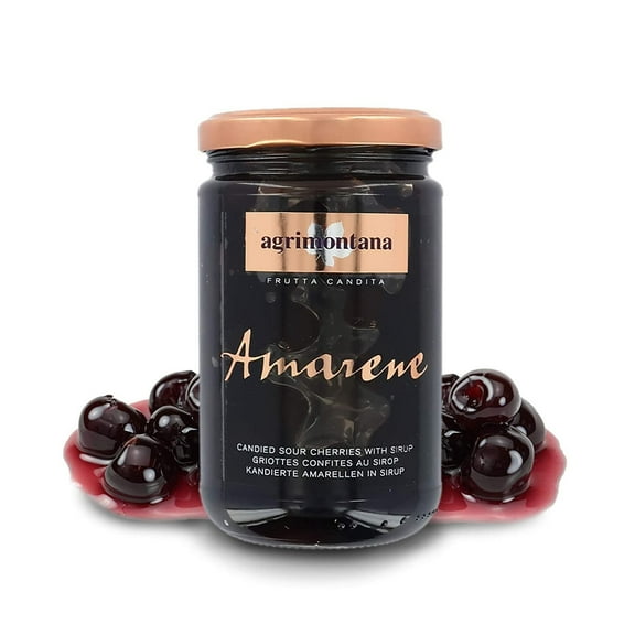 Agrimontana Artisanal Candied Fruit, Candied Amarena Cherries in Syrup, 390 Grams / Drained: 250 Grams / 8.81 Ounces