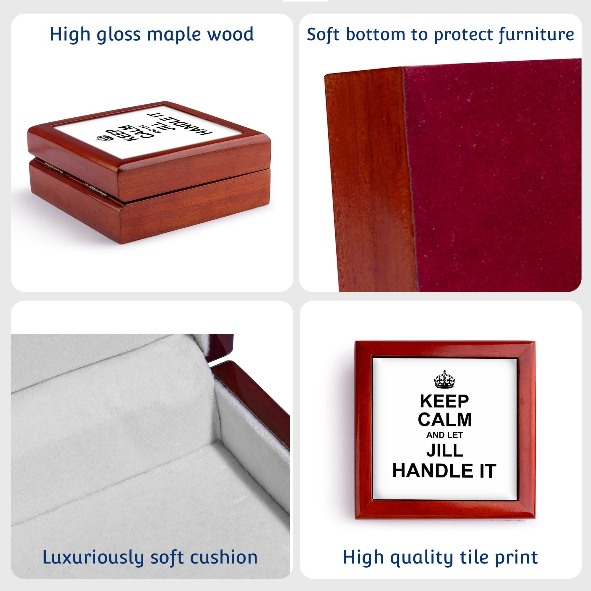 3dRose, Keep Calm and Let Jill Handle it - funny personal name, Jewelry Box 5.5x5.5 inch with 4 inch tile