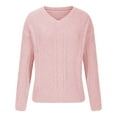 thumbnail image 5 of Womens Fall V Neck Sweater, Long Sleeve Pullover for Women Fashion Loose Fit Solid Color Knitted Sweaters Tops, 5 of 5