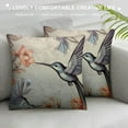 thumbnail image 3 of JEUXUS  Hummingbird Throw Pillow Cushion Cover, Birds and Hibiscus Flowers Nostalgia Antique Design Classical, Decorative Square Accent Pillow Case for Living Room &amp; Bedroom,, 3 of 5