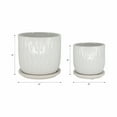 thumbnail image 6 of Sagebrook Home Ceramic Set of 2 5/6" Textured Planter with Saucer, Beige, 6 of 6