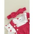 thumbnail image 6 of Liacowi Baby Girls Christmas Clothes Long Sleeves Santa Claus Print Romper and Corduroy Suspenders Dress Headband 3M 6M 9M 12M 18M Infant Girls Fall Christmas Outfit, 6 of 9
