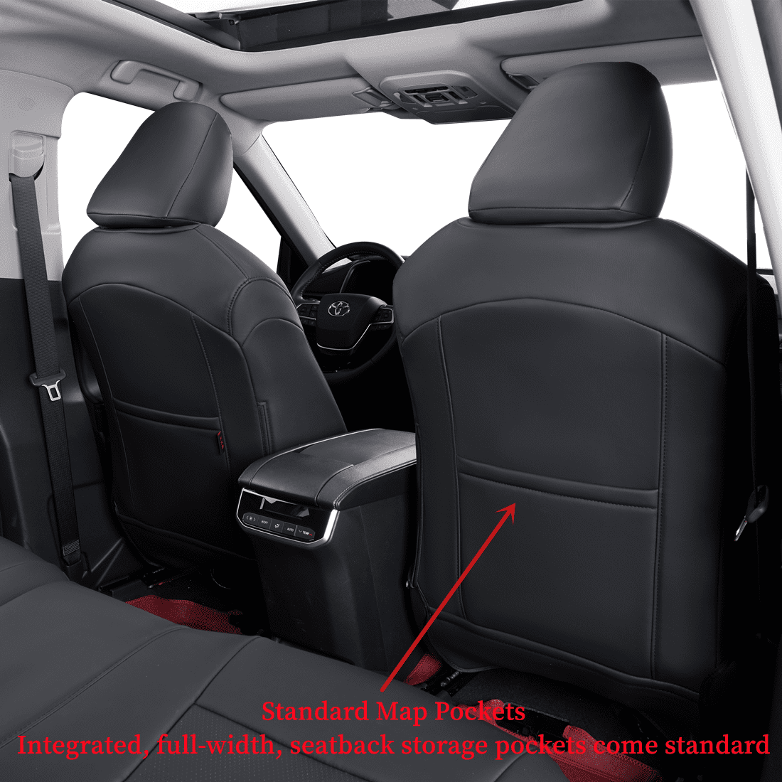 coverdream Custom Fit Camry Car Seat Covers for Toyota Camry XLE, XSE 2018 2019 2020 2021 2022 2023 2024 (Not for Hybrid) - Leatherette (Black,Full Set)
