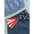 thumbnail image 6 of Bagilaanoe 4th of July Toddlers Baby Girls Outfits Plaid Off-Shoulder Crop Tops + Snaps Pantie + Hairband 6 12 18 24 Months Infant Girls 3pcs Independence Day Clothes Sets, 6 of 8