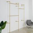 thumbnail image 2 of SSS Furniture Modern Simple Industrial Pipe Double Hanging Rods Clothing Rack, Clothes Rack Wall Mounted Heavy Duty Hanging Clothes Rack, Detachable Garment Bar 93.3X82.7inch (Gold), 2 of 8