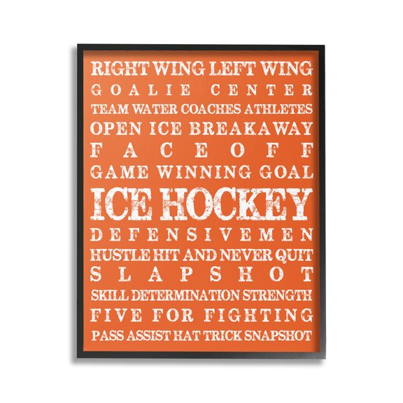 Stupell Industries Ice Hockey Phrases Sports Painting Black Framed Art Print Wall Art, 16 x 20