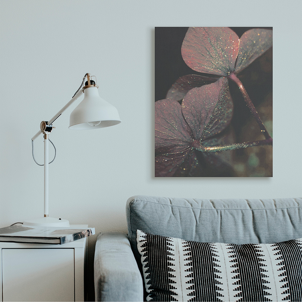 Stupell Industries Red Sparkle Petals Warm Tone Clover Detail Canvas Wall Art by Daphne Polselli