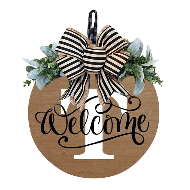 Front Door Wreath Decorative Hanging Plaques, Last Name Year Round, Wooden Frame, Festive Home Decor, Easy Installation, Metal Rolling, For Office, Elegant Door Accent,topliu