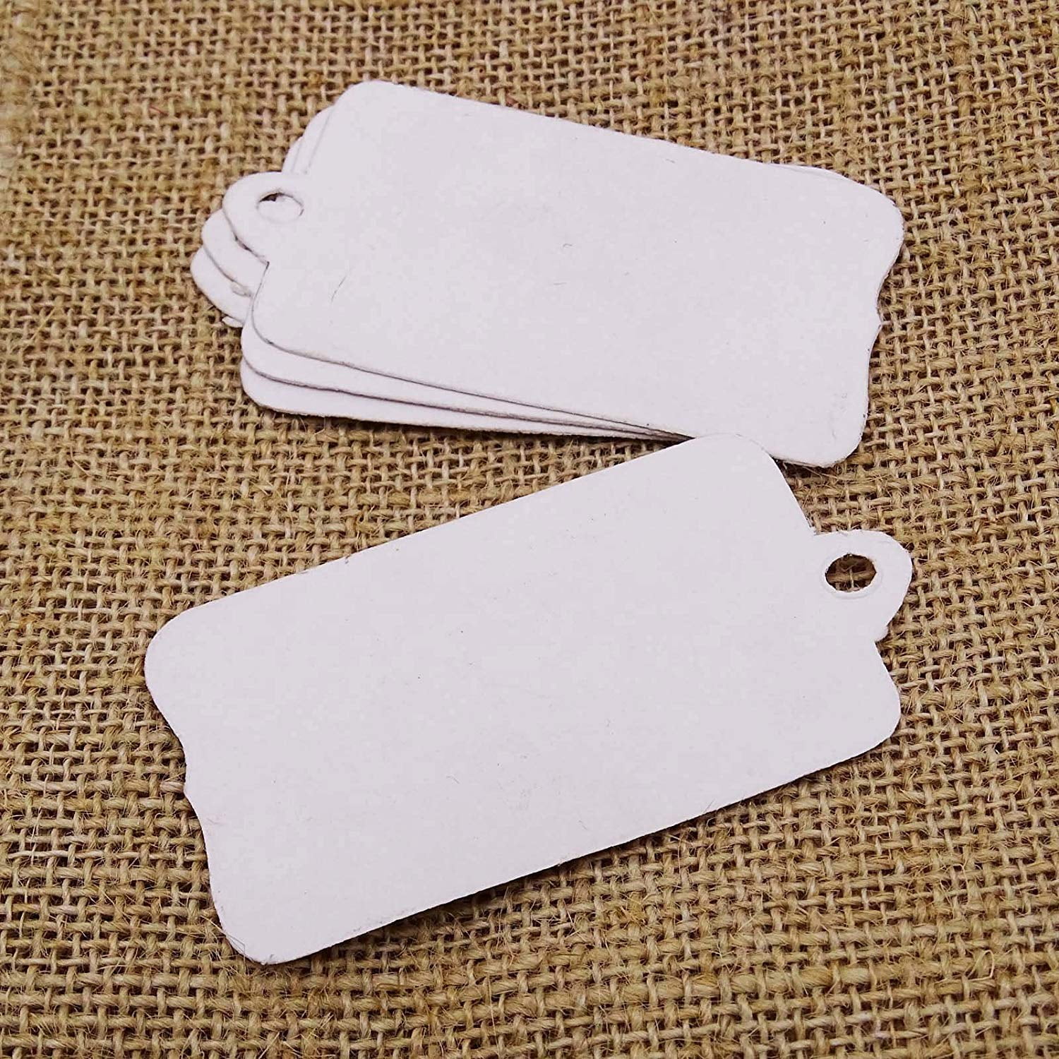 500 PCS White Card Paper Rectangular Shape Tags Bonbonniere Wedding Favor Hang Tag with Free Natural Jute Twine