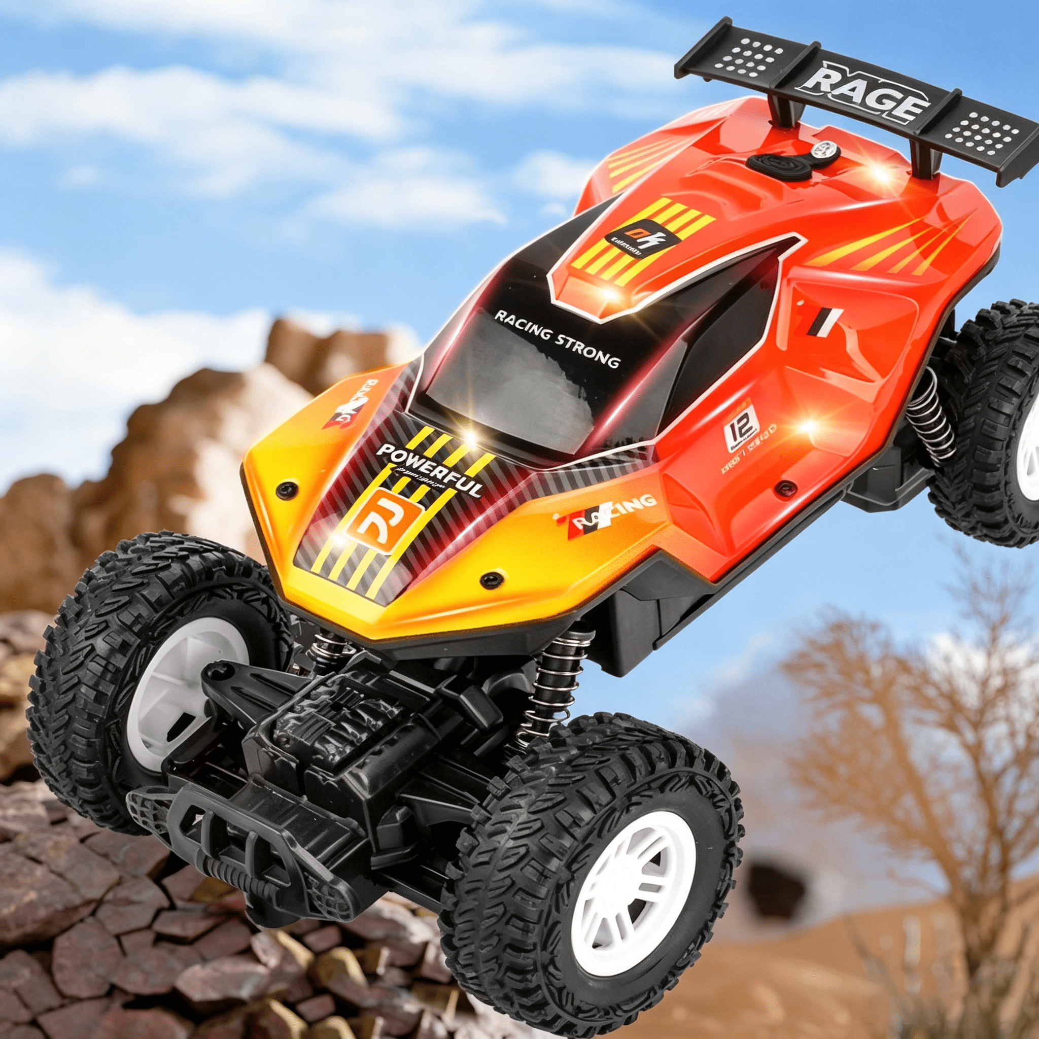ZOGYMOZ Rc Monster Truck Off-Road Remote Control Car, 20KM/H All-Terrain Rock Crawler with 2 Rechargeable Battery