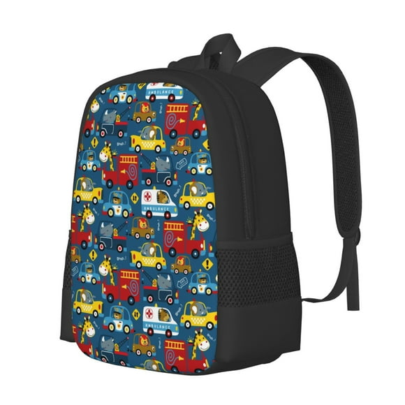 Disketp Vehicles Cartoon with Funny Drivers,Animal Drivers Mochila Minimalista de Gran Capacidad, Mochila de Viaje para Escuela, Trabajo o Uso Diario