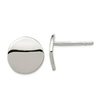 925 Sterling Silver Polished Flat Circle Post Earrings 10.1x10.16mm Wide Stud Earring for Women