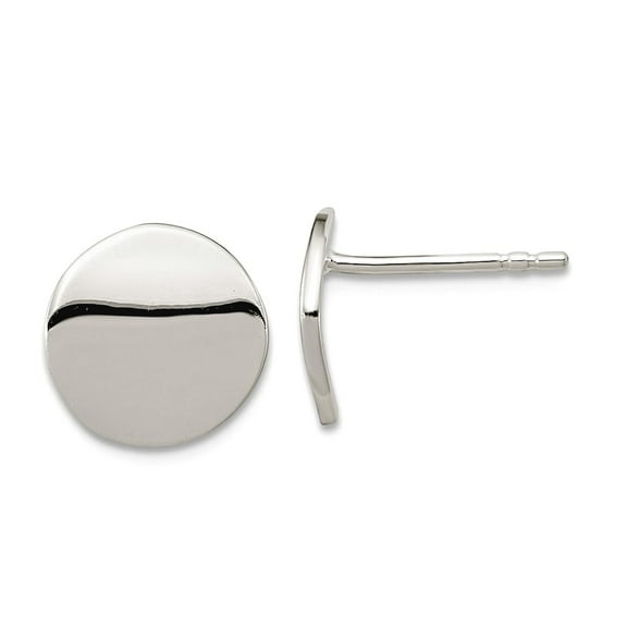 925 Sterling Silver Polished Flat Circle Post Earrings 10.1x10.16mm Wide Stud Earring for Women