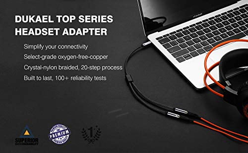 Jack Headphone Adapter/Crystal-Nylon Braided / 24K Gold Plated / 99.99% 4N OFC to Single 4-Pole TRRS & Audio 4ft/1.2m Male Long Headset Splitter Cable Male Famle 3-Pole TRS Microphone