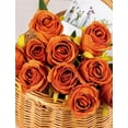 thumbnail image 4 of Artificial Silk Roses Fake Flowers Bouquet Long Stems for Wedding Home Party Decoration(Burnt Orange), 4 of 5