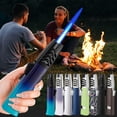 thumbnail image 2 of Windproof Lighters, Butane Lighters With Safety Lock, Adjustable Jet Flame Torch Lighters, Windproof Refillable Gas Torch Lighter Long Lighter for Candle, Grill, BBQ - Silver, 2 of 2