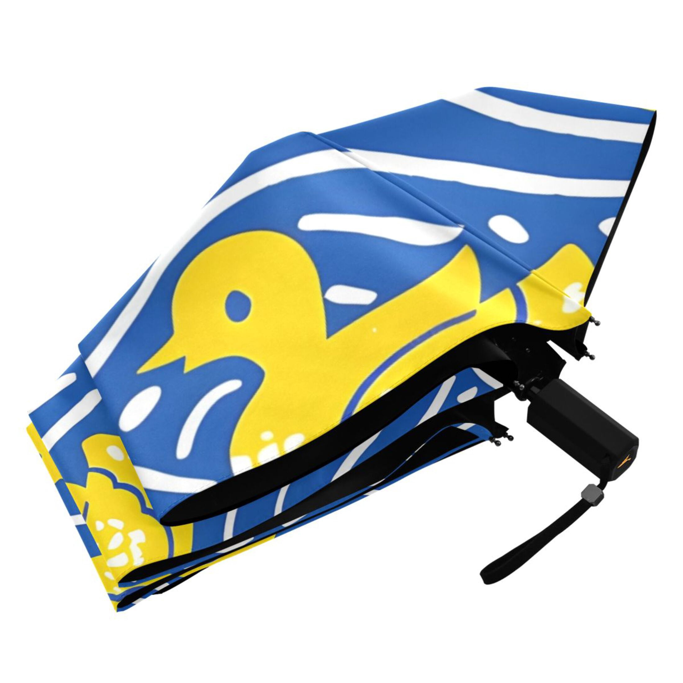ALAZA Ducks on Wavy UPF 50+ Compact Folding Umbrella for Rain Travel Umbrella Packable
