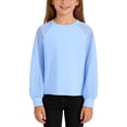 thumbnail image 4 of Ticikt Girls' Long Sleeve Shirts Lace Loose Fit Casual Crewneck Blouses Tops,Color:Light Blue, 4 of 4
