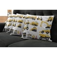 thumbnail image 5 of Ambesonne Cartoon Throw Pillow Cover 4 Pack, Yellow Construction Site, 20", Earth Yellow Black Red, 5 of 5